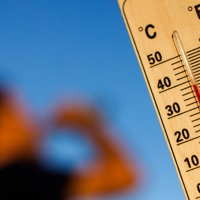 Thermometer mit trinkender Peson