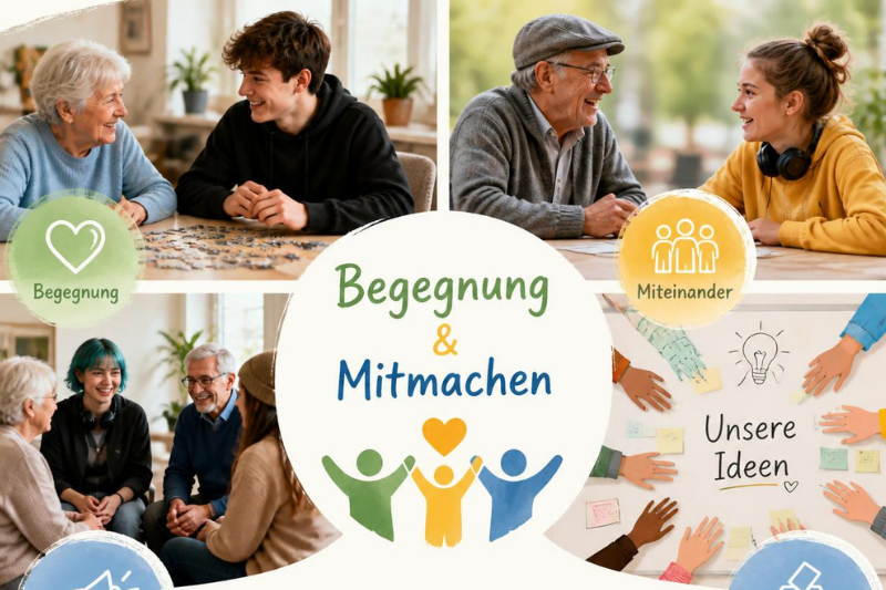 Collage zu Begegnung und Mitmachen Collage zu Begegnung und Mitmachen